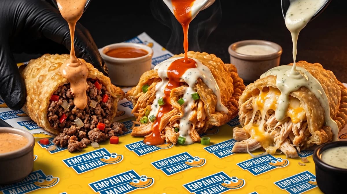 Empanada Mania signature empanadas with house sauces